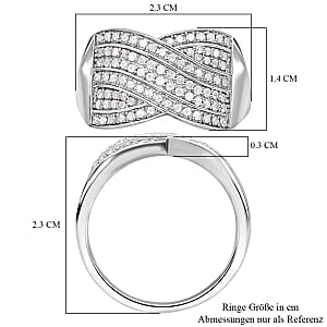 White Diamond 0.49 ctw Ring in Platinum Over Sterling Silver (Size 5.5)
