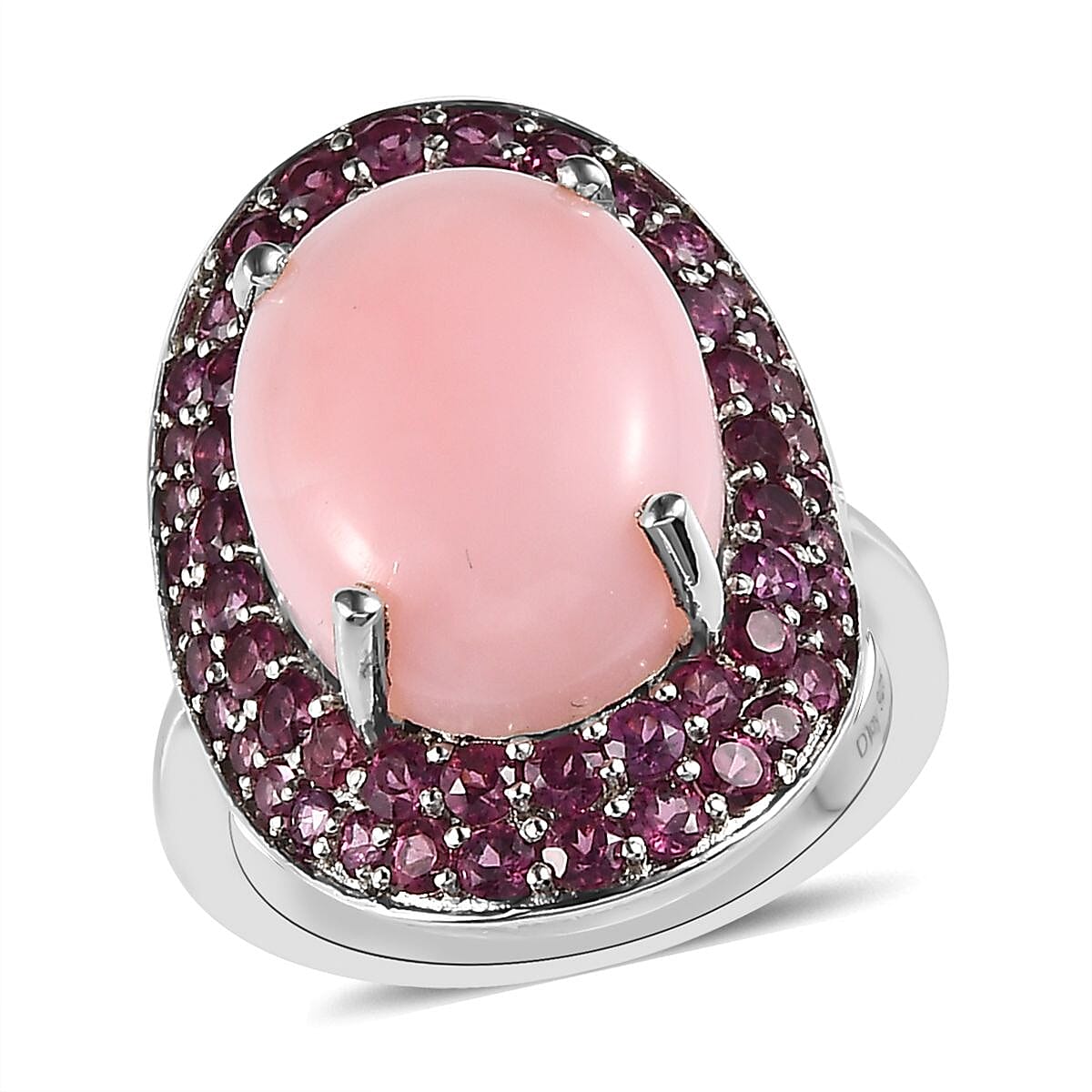 Premium Peruvian Pink Opal and Orissa Rhodolite Garnet Ring in Platinum Over Sterling Silver (Size 10.0) 10.15 ctw