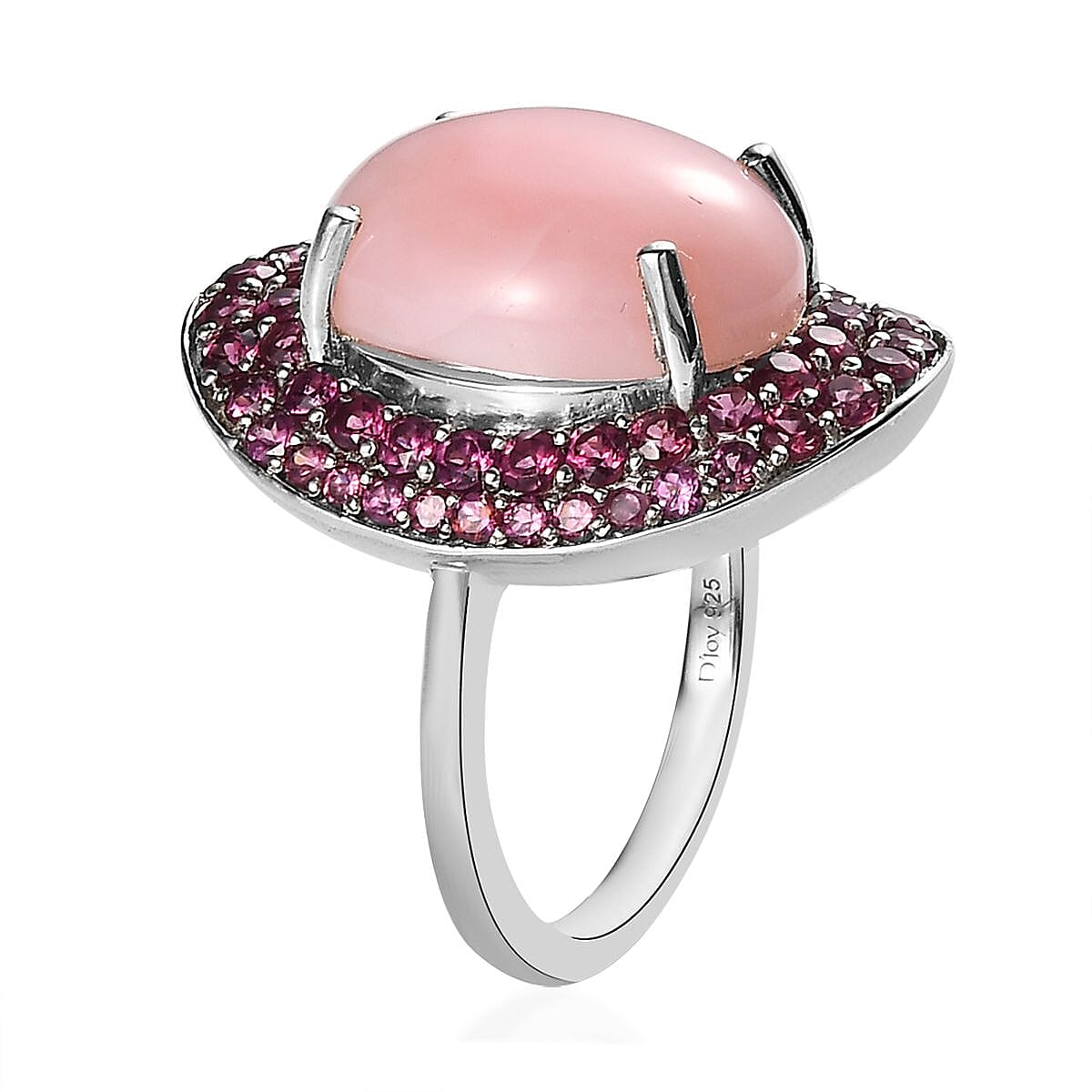 Premium Peruvian Pink Opal and Orissa Rhodolite Garnet Ring in Platinum Over Sterling Silver (Size 10.0) 10.15 ctw