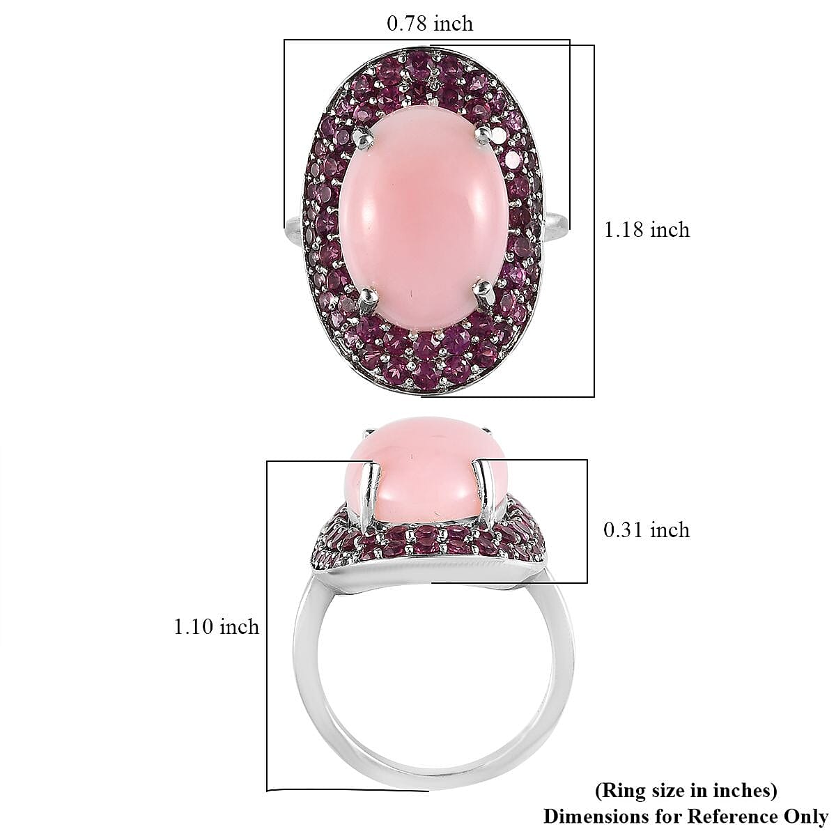 Premium Peruvian Pink Opal and Orissa Rhodolite Garnet Ring in Platinum Over Sterling Silver (Size 10.0) 10.15 ctw