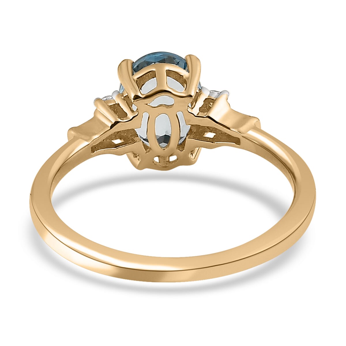 Luxoro 10K Yellow Gold Premium Santa Maria Aquamarine and G-H I3 Diamond Ring 1.25 ctw image number 4