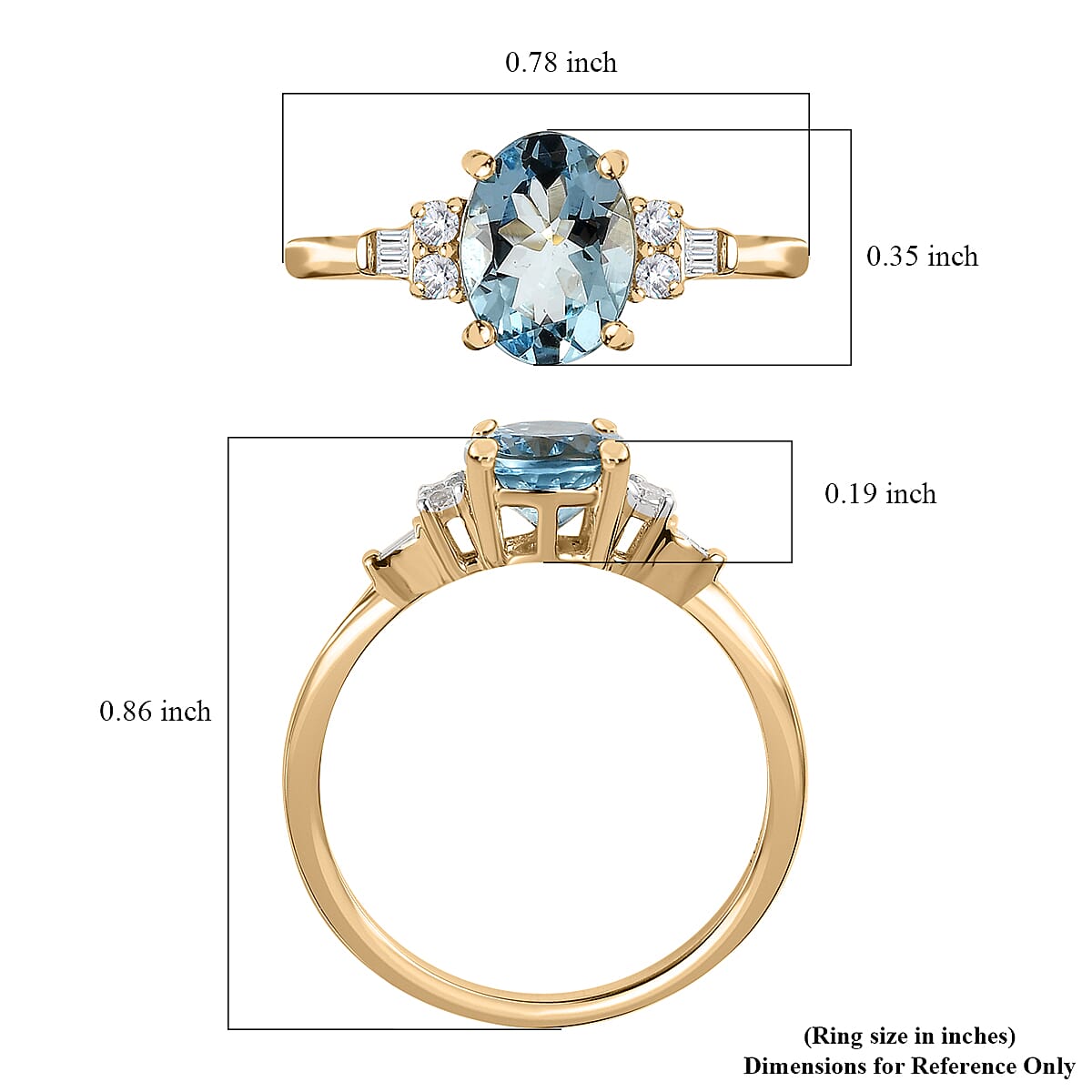 Luxoro 10K Yellow Gold Premium Santa Maria Aquamarine and G-H I3 Diamond Ring (Size 10.0) 1.20 ctw