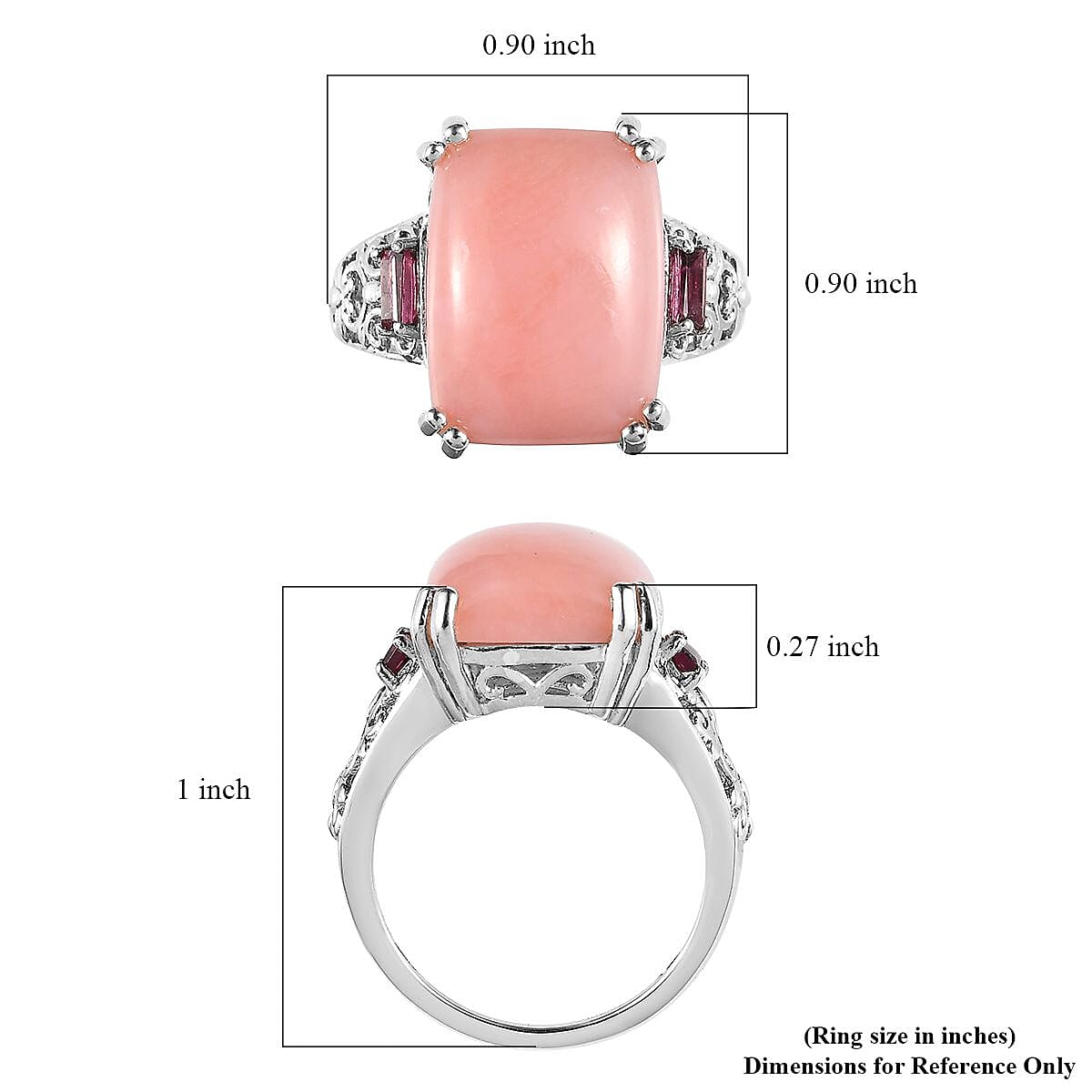 Premium Peruvian Pink Opal and Orissa Rhodolite Garnet Ring in Vermeil RG and Platinum Over Sterling Silver 9.00 ctw (Del. in 7-10 Days) image number 5