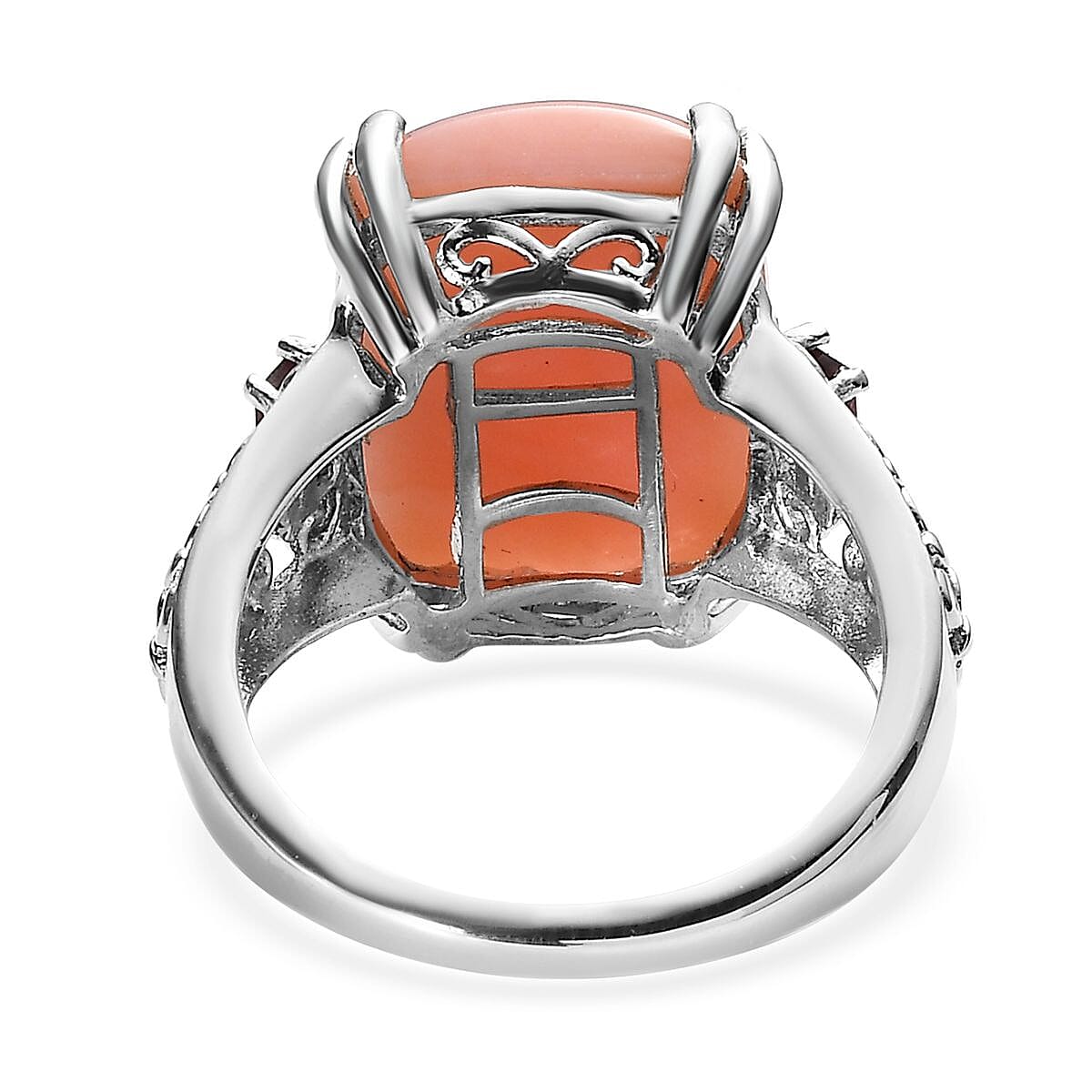 Premium Peruvian Pink Opal and Orissa Rhodolite Garnet Ring in Platinum Over Sterling Silver (Size 7.0) 9.00 ctw image number 4