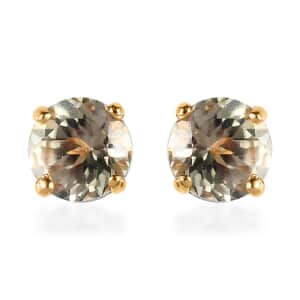 AAA Turkizite Solitaire Stud Earrings in Vermeil Yellow Gold Over Sterling Silver 1.25 ctw