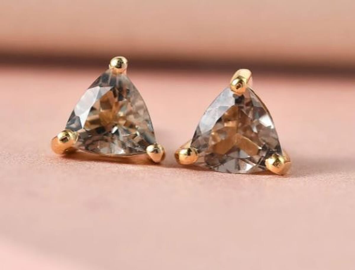 AAA Turkizite Solitaire Stud Earrings in Vermeil Yellow Gold Over Sterling Silver 1.10 ctw image number 1