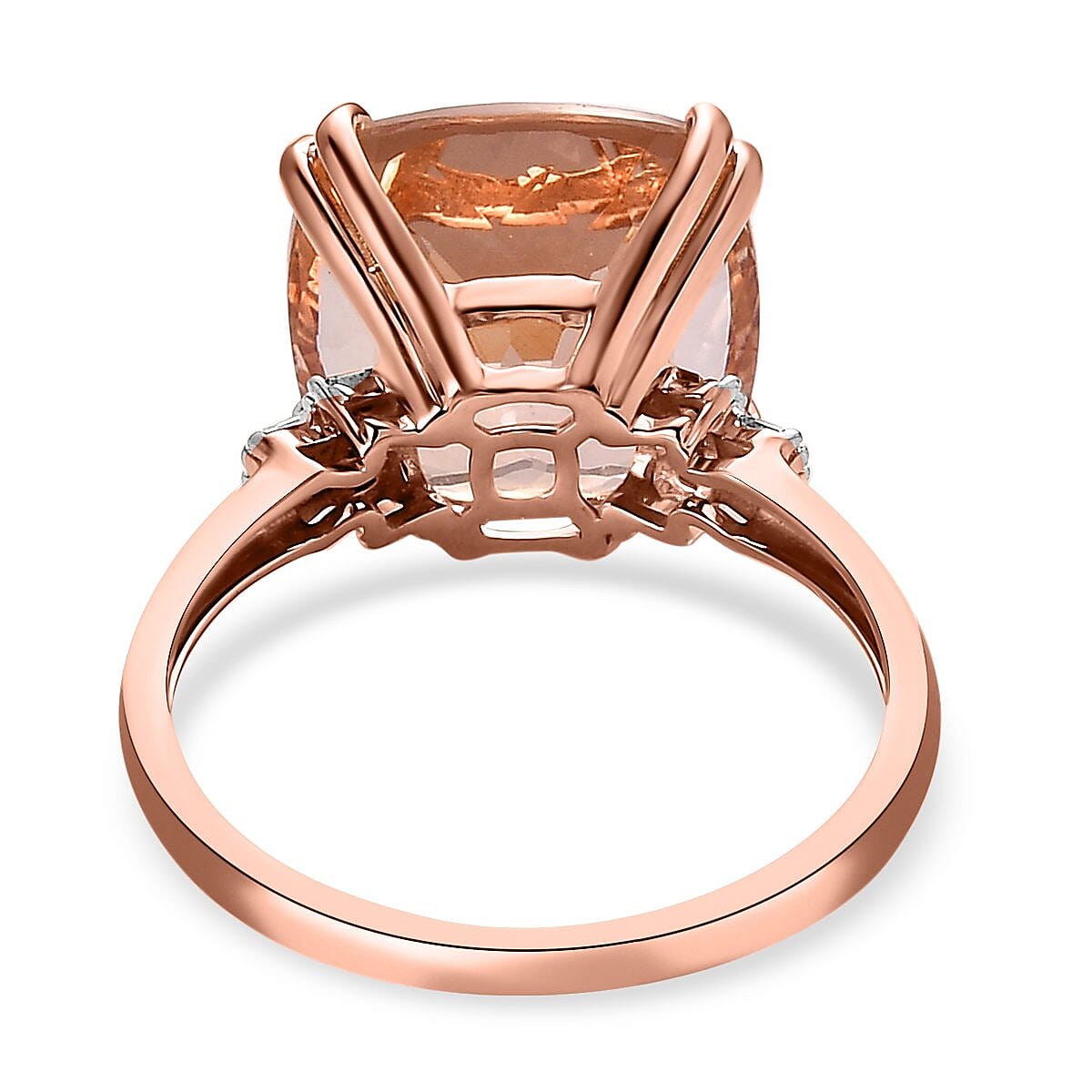 Luxoro 14K Rose Gold AAA Marropino Morganite and G-H I2 Diamond Ring (Size 8.5) 6.25 ctw image number 4
