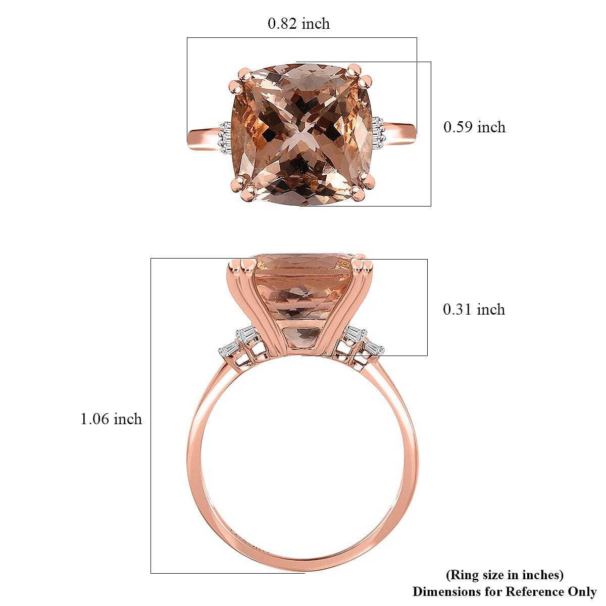 Luxoro 14K Rose Gold AAA Marropino Morganite and G-H I2 Diamond Ring (Size 9.5) 6.25 ctw image number 5