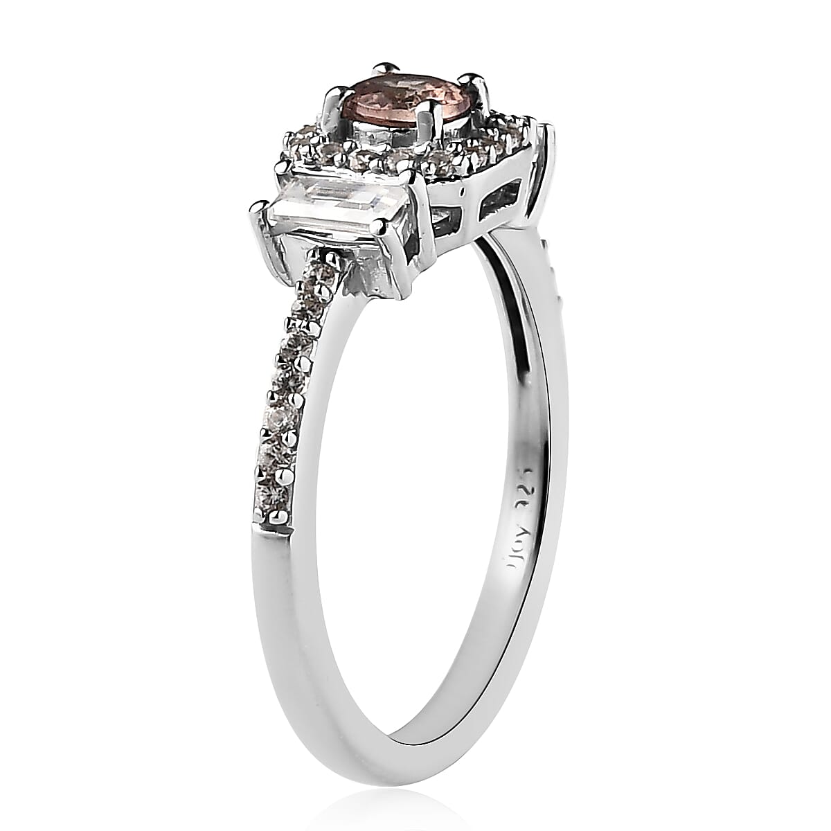 Bekily Color Change Garnet and White Zircon Ring in Platinum Over Sterling Silver (Size 10.0) 0.65 ctw