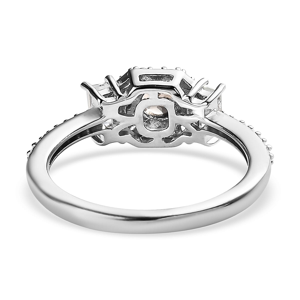Bekily Color Change Garnet and White Zircon Ring in Platinum Over Sterling Silver (Size 10.0) 0.65 ctw