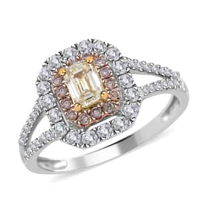 Ankur Treasure Chest Modani 14K White Gold Natural Yellow, Pink and White Diamond SI-VS Ring (Size 10.0) 1.00 ctw