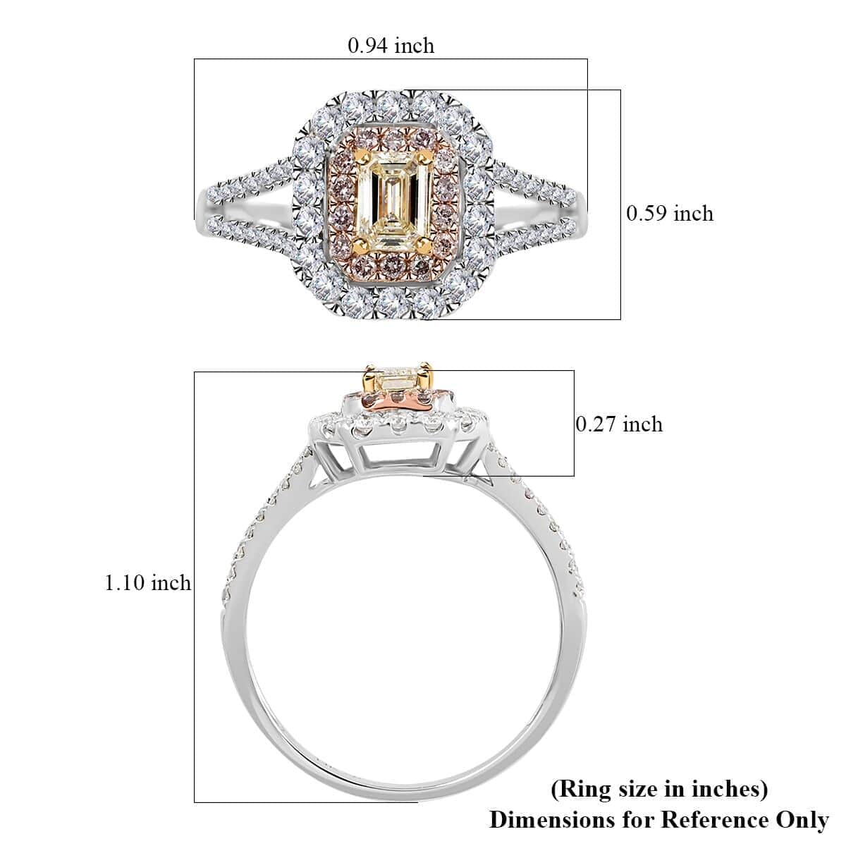 Modani 14K White Gold Natural Yellow, Pink and White Diamond SI-VS Ring 1.00 ctw image number 5