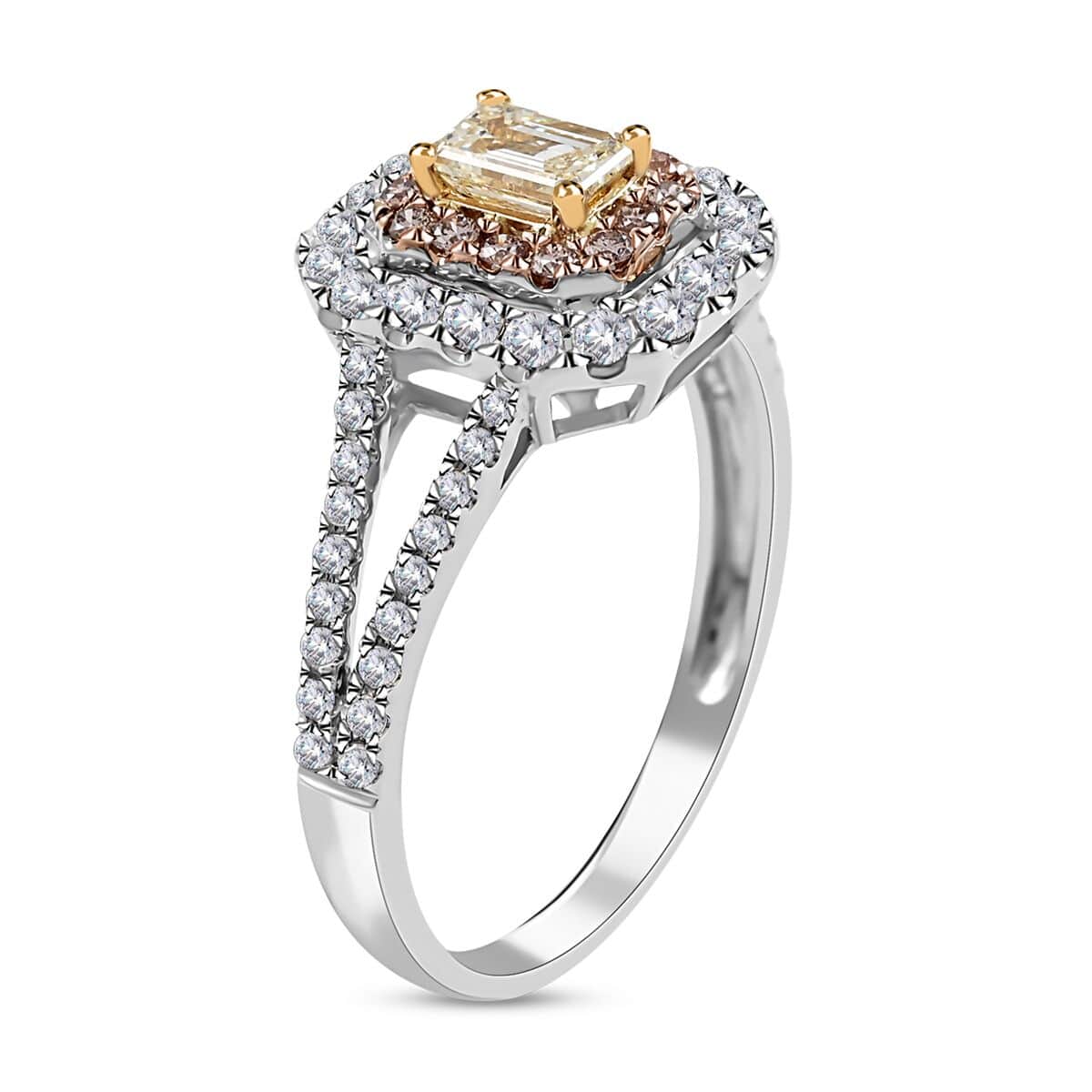 Ankur Treasure Chest Modani 14K White Gold Natural Yellow, Pink and White Diamond SI-VS Ring (Size 5.0) 1.00 ctw image number 3