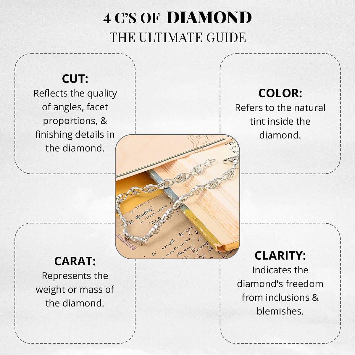 Diamond Bracelet, Heart Bracelet, Link Bracelet, Sterling Silver Bracelet, Heart Link Bracelet, Diamond Heart Bracelet (7.25 In) 0.10 ctw image number 3