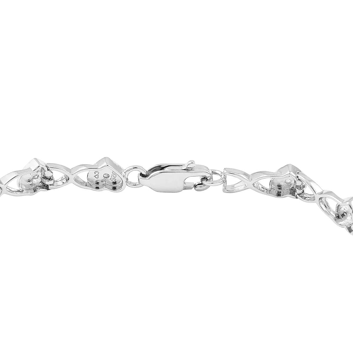 Diamond Bracelet, Heart Bracelet, Link Bracelet, Sterling Silver Bracelet, Heart Link Bracelet, Diamond Heart Bracelet (7.25 In) 0.10 ctw image number 5