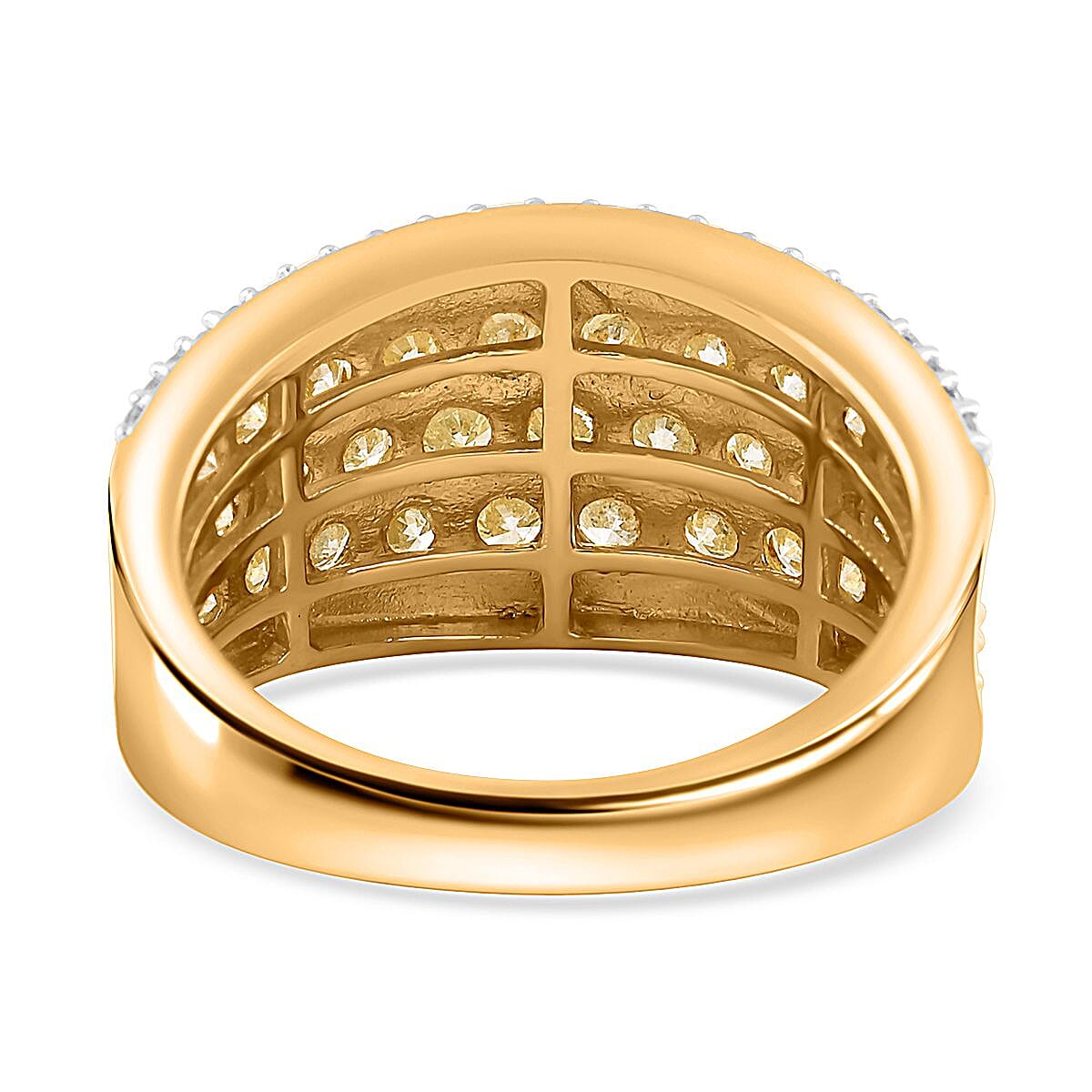 Natural Yellow and White Diamond I3 Ring in 14K Yellow Gold Over Sterling Silver (Size 5.0) 1.50 ctw image number 4