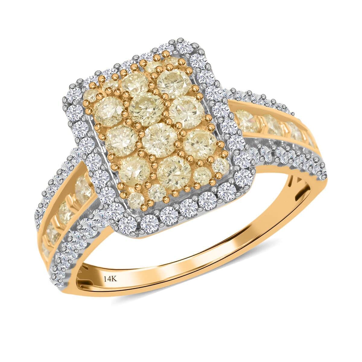 14K Yellow Gold Natural Yellow and White Diamond Ring (Size 10.0) 4.60 Grams 1.00 ctw (Del. in 15-20 Days) image number 0