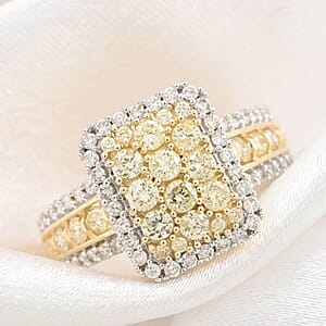 Natural Yellow and White Diamond 1.00 ctw Ring in 14K Yellow Gold (Size 10.0) 4.60 Grams