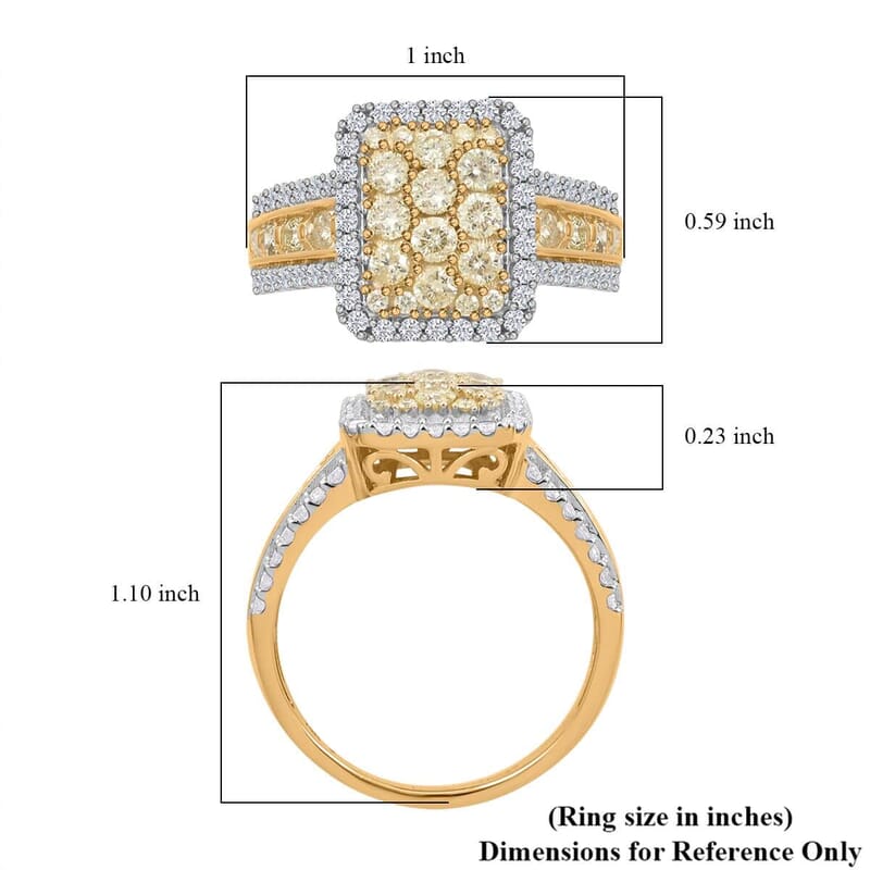 Natural Yellow and White Diamond 1.00 ctw Ring in 14K Yellow Gold (Size 10.0) 4.60 Grams