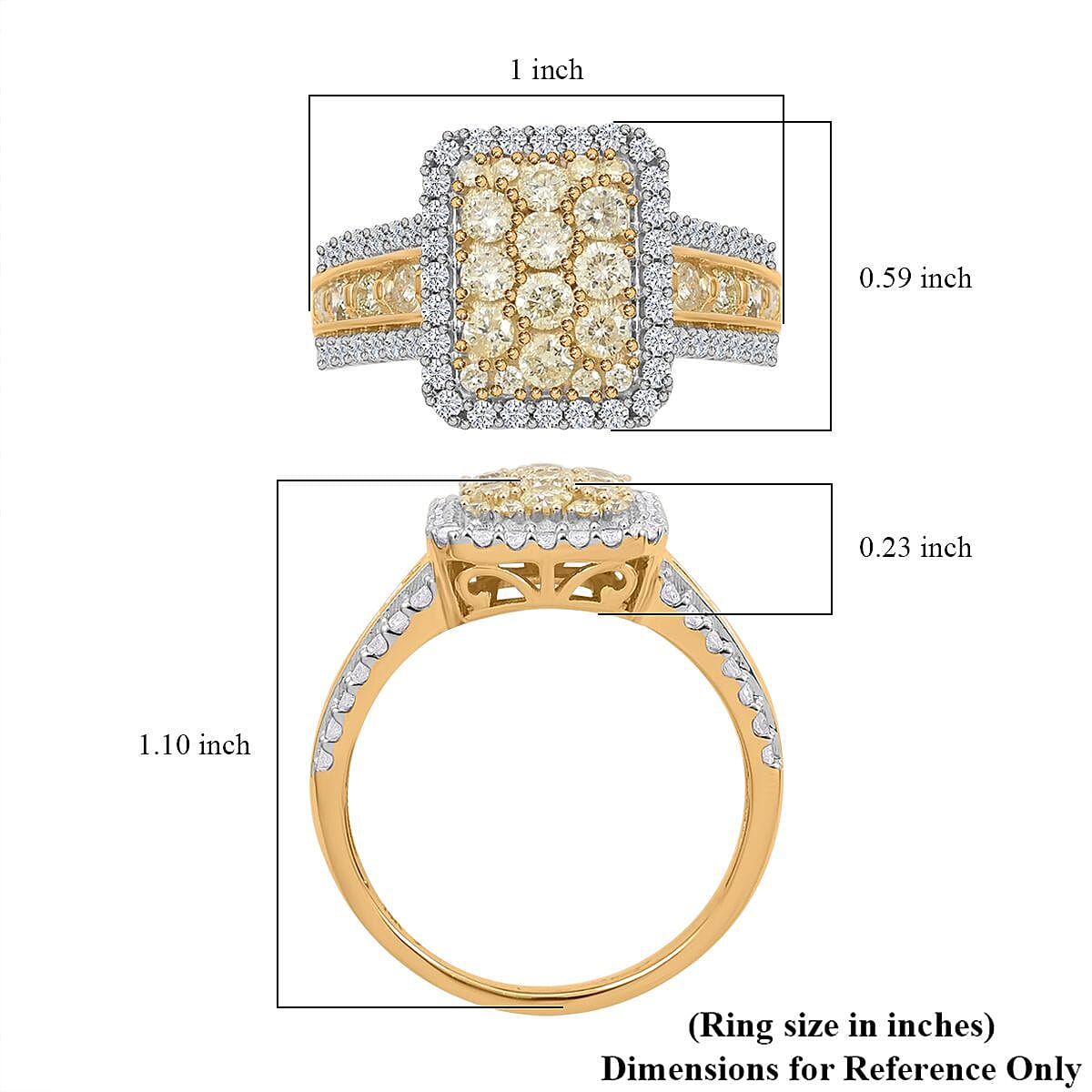 Ankur Treasure Chest Natural Yellow and White Diamond 1.00 ctw Ring in 14K Yellow Gold (Size 6.0) 4.60 Grams image number 5
