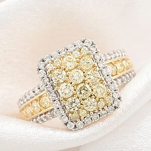 Natural Yellow and White Diamond 1.00 ctw Ring in 14K Yellow Gold (Size 9.0) 4.60 Grams