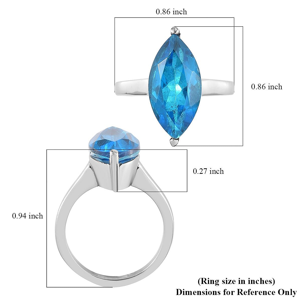 Caribbean Quartz Solitaire Ring in Stainless Steel (Size 9.0) 6.25 ctw | Tarnish-Free, Waterproof, Sweat Proof Jewelry image number 5