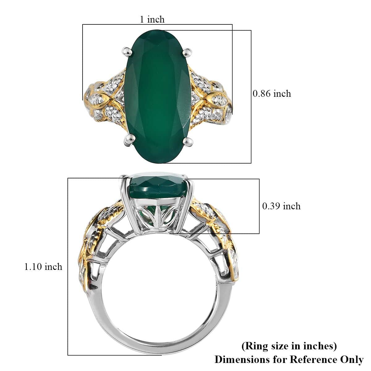 Karis Verde Onyx Solitaire Ring in 18K Yellow Gold Plated and Platinum Bond 7.85 ctw image number 5