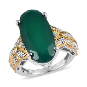 Karis Verde Onyx Solitaire Ring in 18K Yellow Gold Plated and Platinum Bond 7.85 ctw