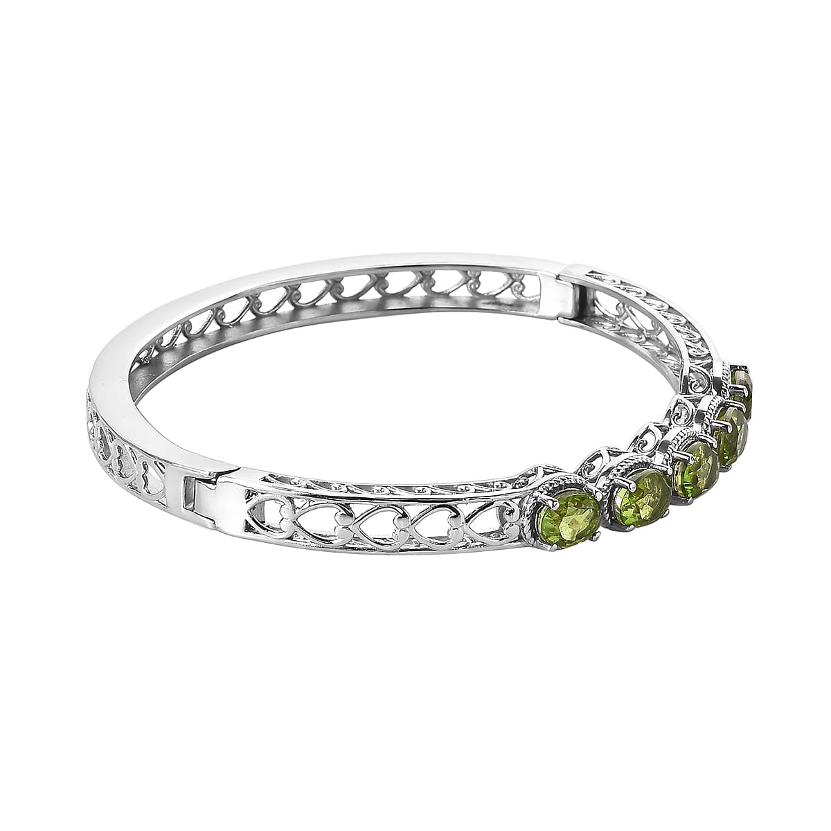 Chartreuse Quartz (Triplet) Bangle Bracelet in Stainless Steel (8.00 In) 7.20 ctw image number 3