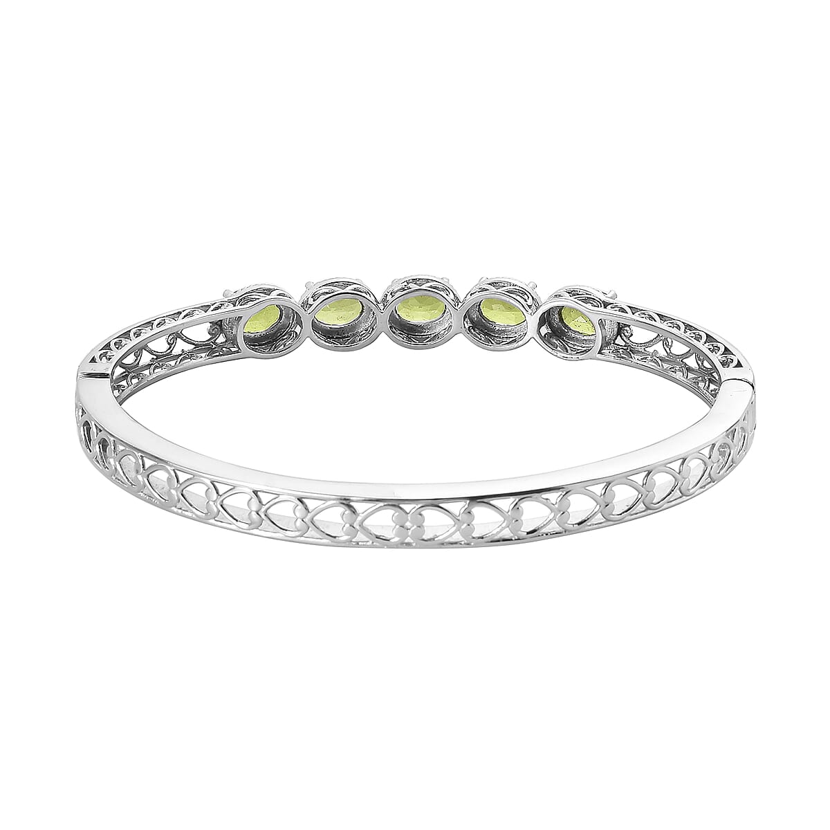 Chartreuse Quartz (Triplet) Bangle Bracelet in Stainless Steel (8.00 In) 7.20 ctw image number 4