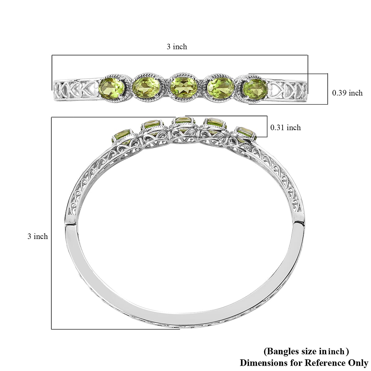 Chartreuse Quartz (Triplet) Bangle Bracelet in Stainless Steel (8.00 In) 7.20 ctw image number 5