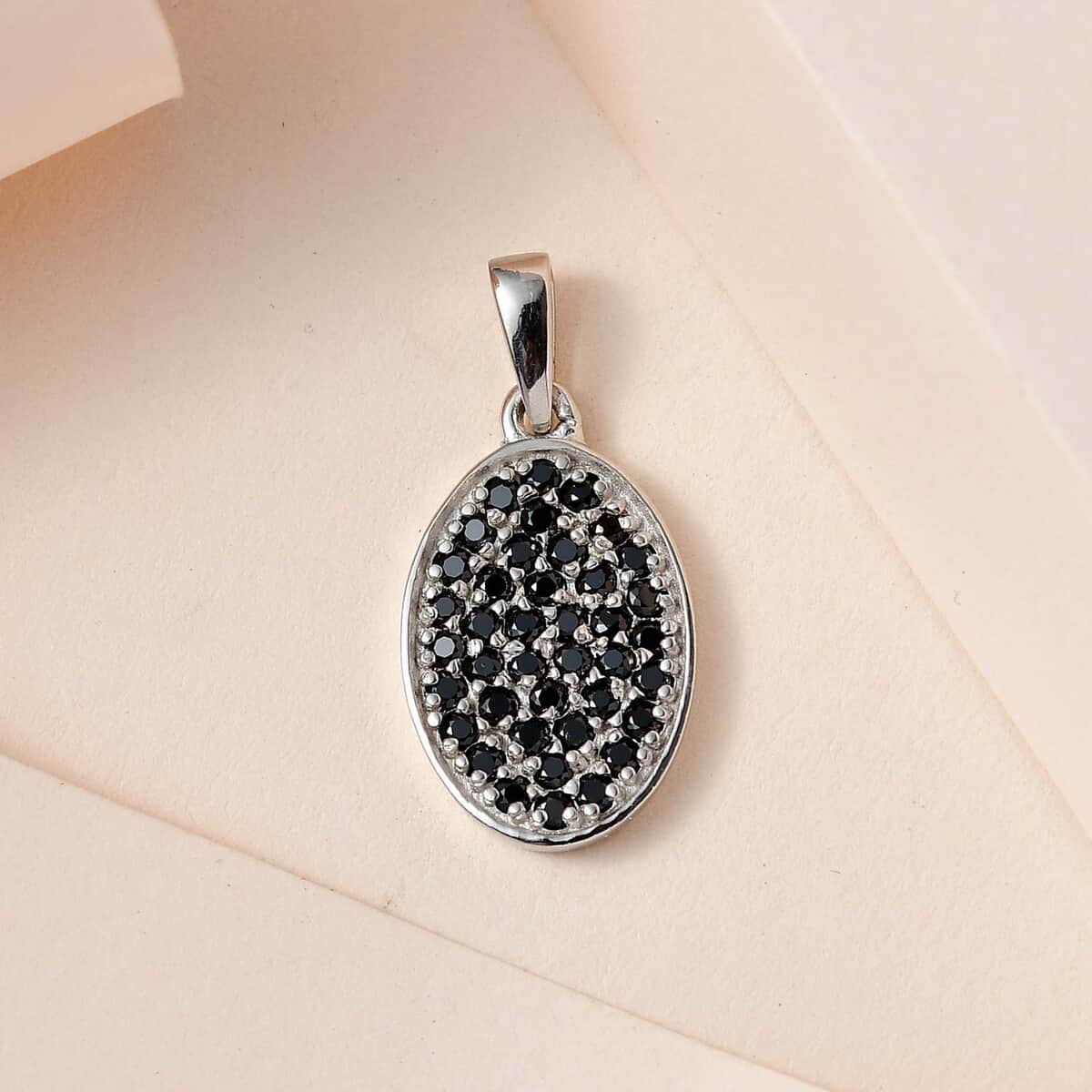 Karis Simulated Black Diamond Pendant in Platinum Bond 1.15 ctw image number 1