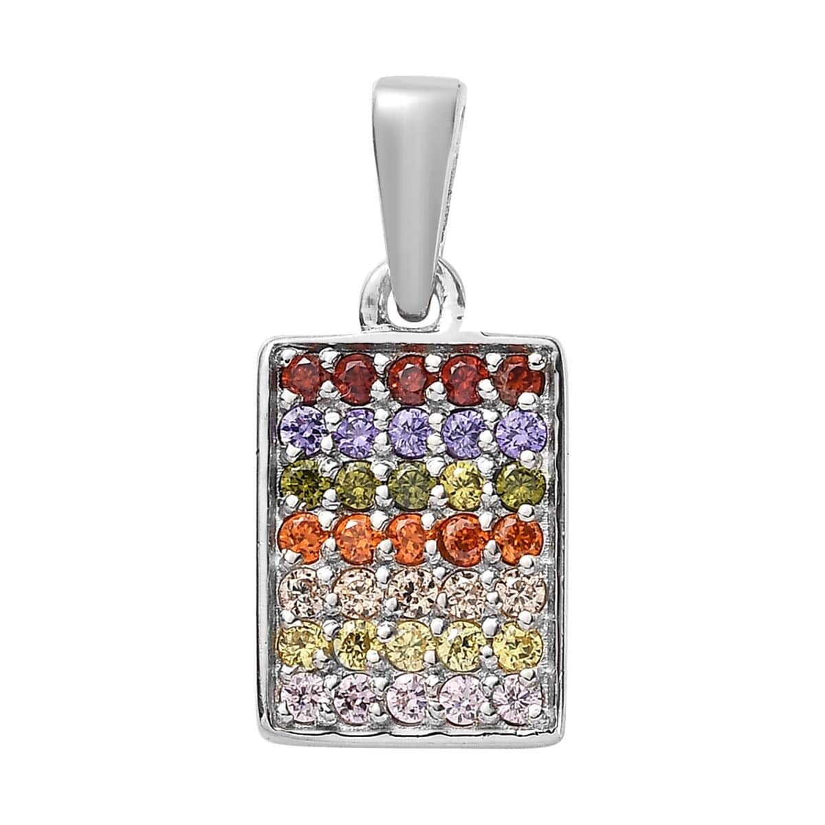 Karis Simulated Multi Color Diamond Cluster Pendant in Platinum Bond 0.85 ctw image number 0