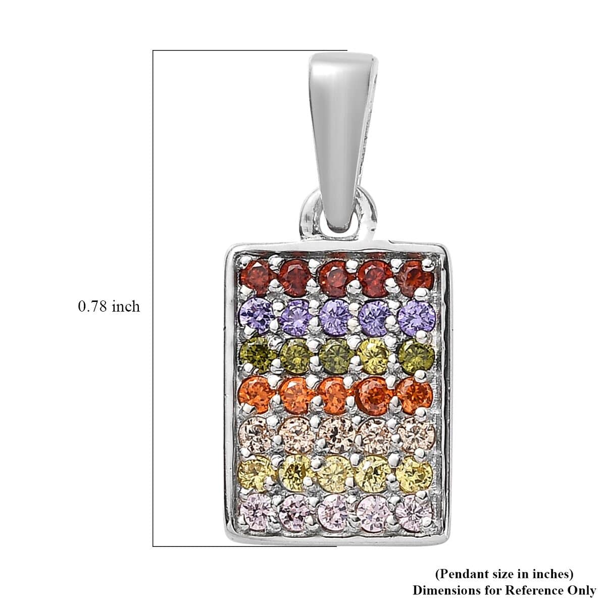 Karis Simulated Multi Color Diamond Cluster Pendant in Platinum Bond 0.85 ctw image number 5