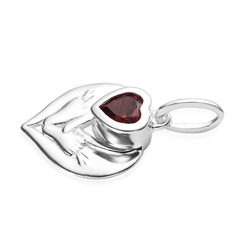 Mozambique Garnet Heart Pendant in Sterling Silver 0.60 ctw