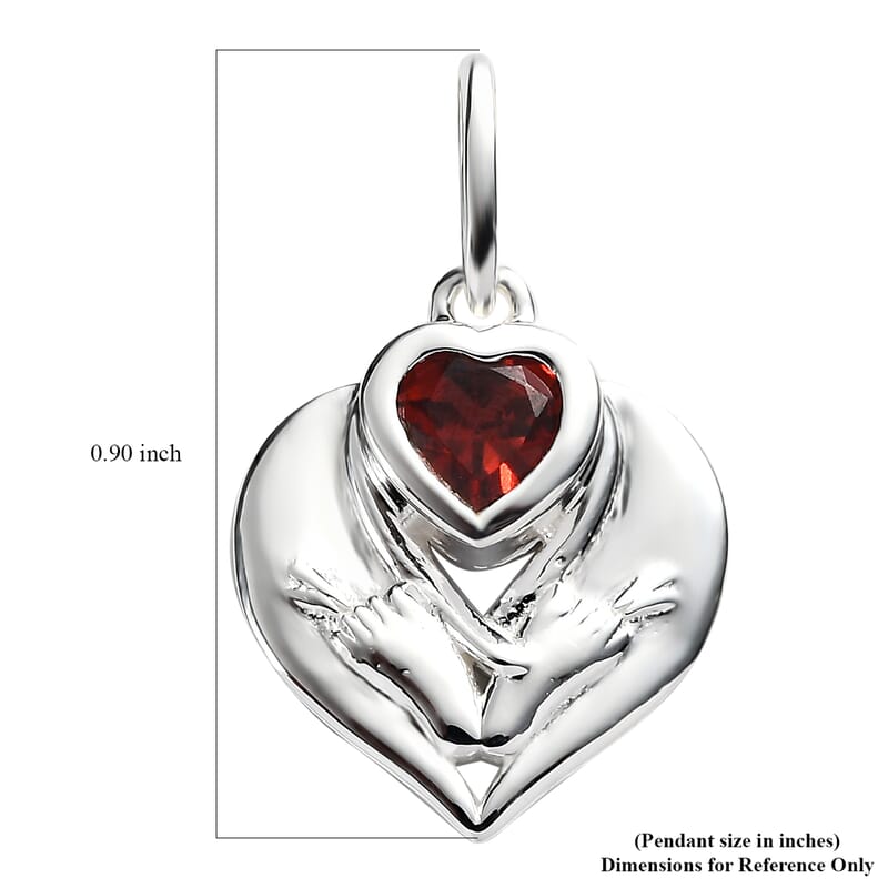 Mozambique Garnet Heart Pendant in Sterling Silver 0.60 ctw