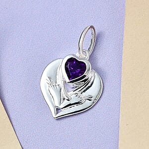 Amethyst Heart Pendant without Chain in Sterling Silver 0.40 ctw