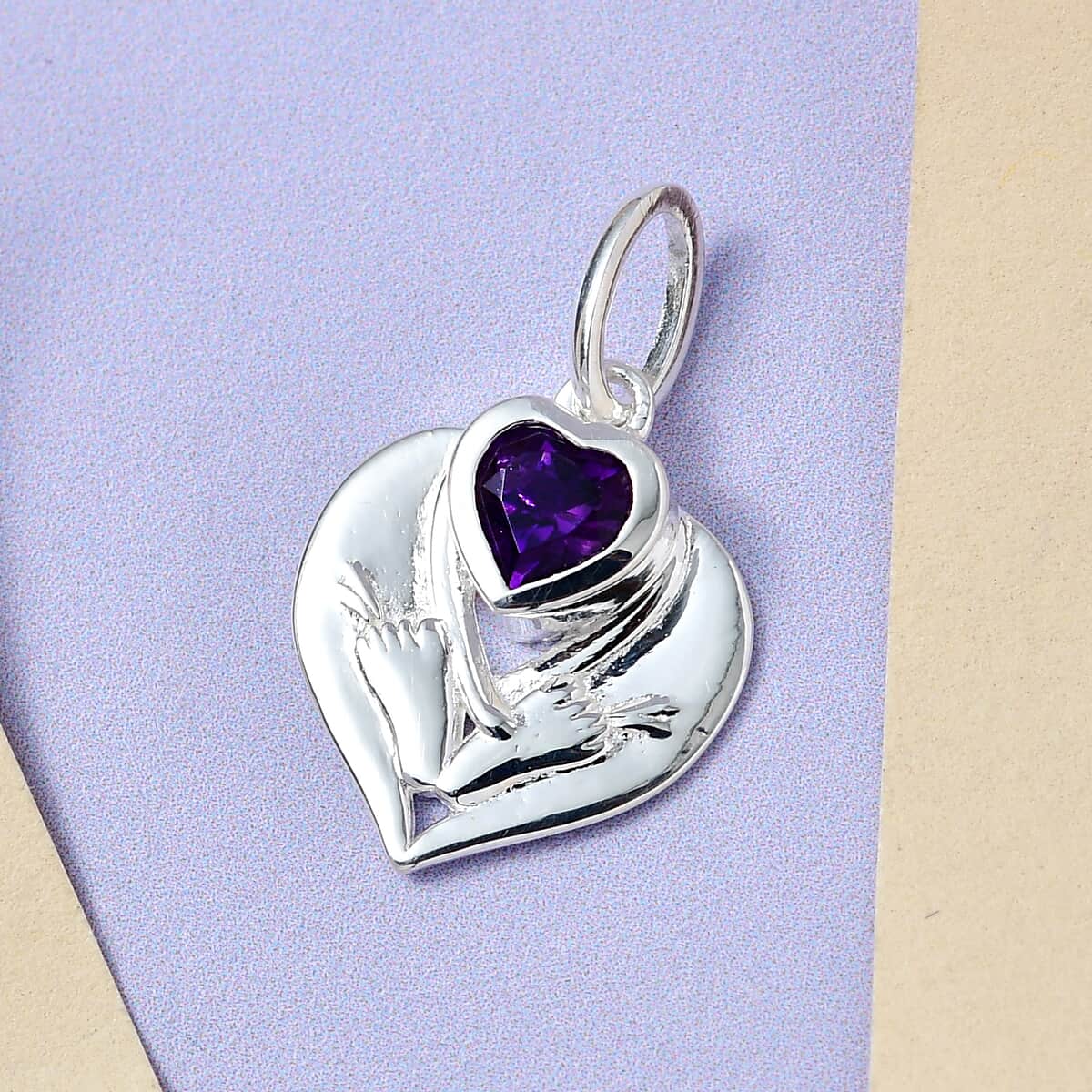Amethyst Heart Pendant in Sterling Silver 0.40 ctw image number 1
