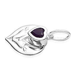 Amethyst Heart Pendant without Chain in Sterling Silver 0.40 ctw