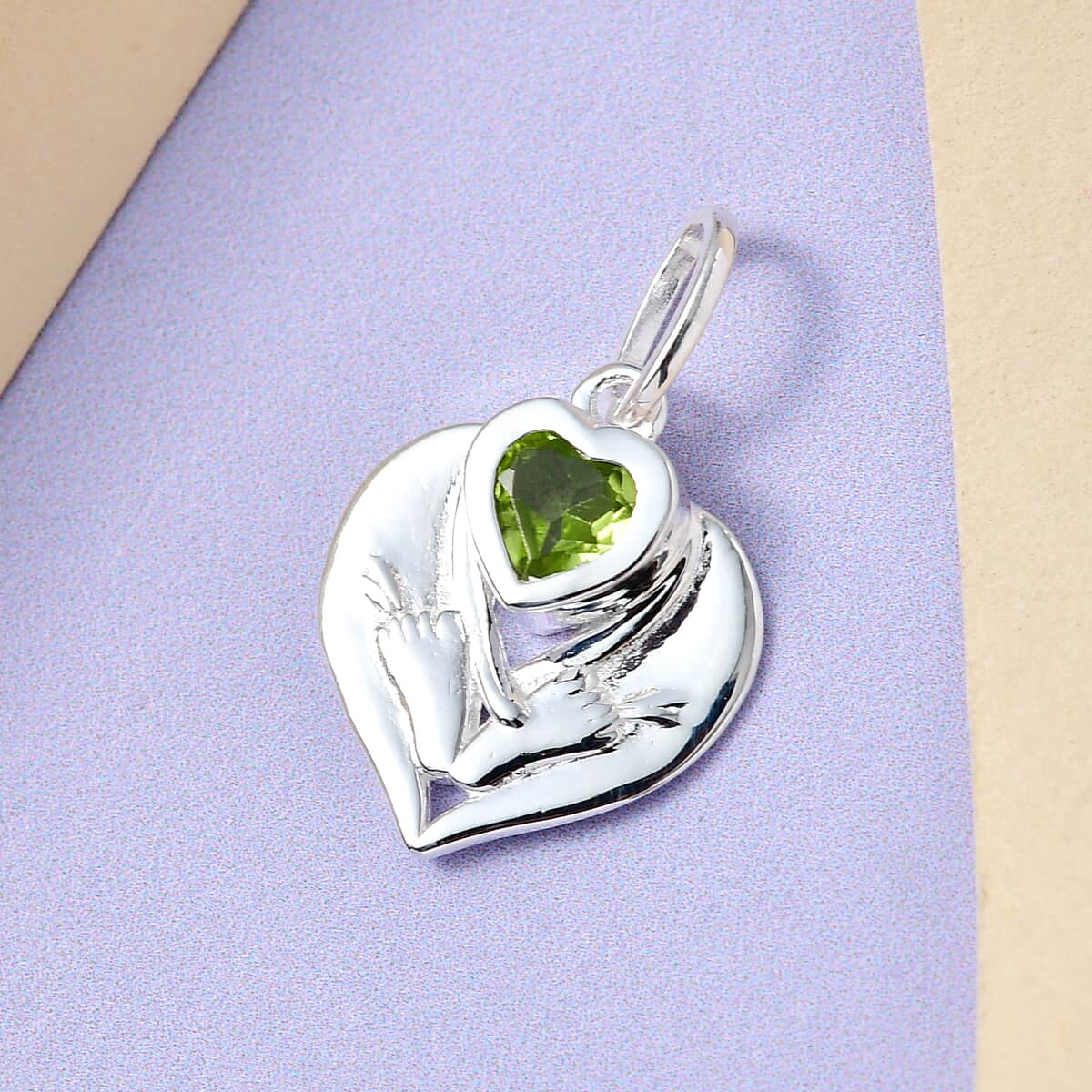 Peridot Heart Pendant in Sterling Silver 0.40 ctw image number 1