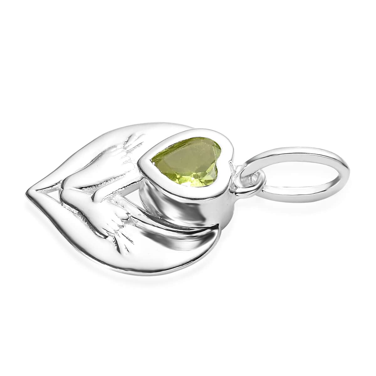 Peridot Heart Pendant in Sterling Silver 0.40 ctw image number 3