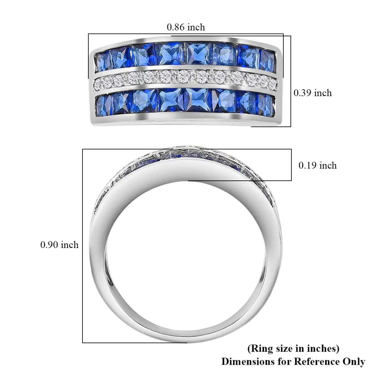 Lab Created Sapphire Ring, Simulated Diamond Ring, Sterling Silver Ring, Multi Row Band Ring 1.60 ctw image number 6
