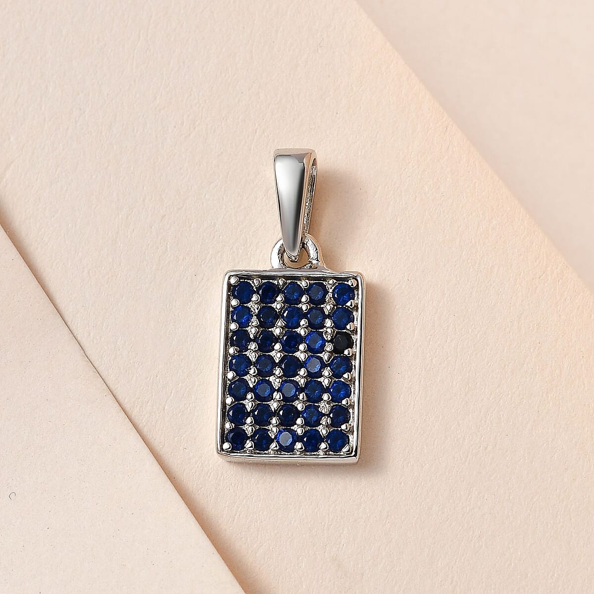 Karis Simulated Blue Diamond Cluster Pendant without Chain in Platinum Bond 0.40 ctw image number 1