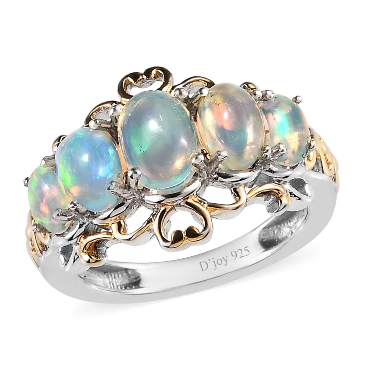 Premium Etiopian Welo Opal Ring in Vermeil Yellow Gold and Platinum Over Sterling Silver 1.50 ctw image number 0