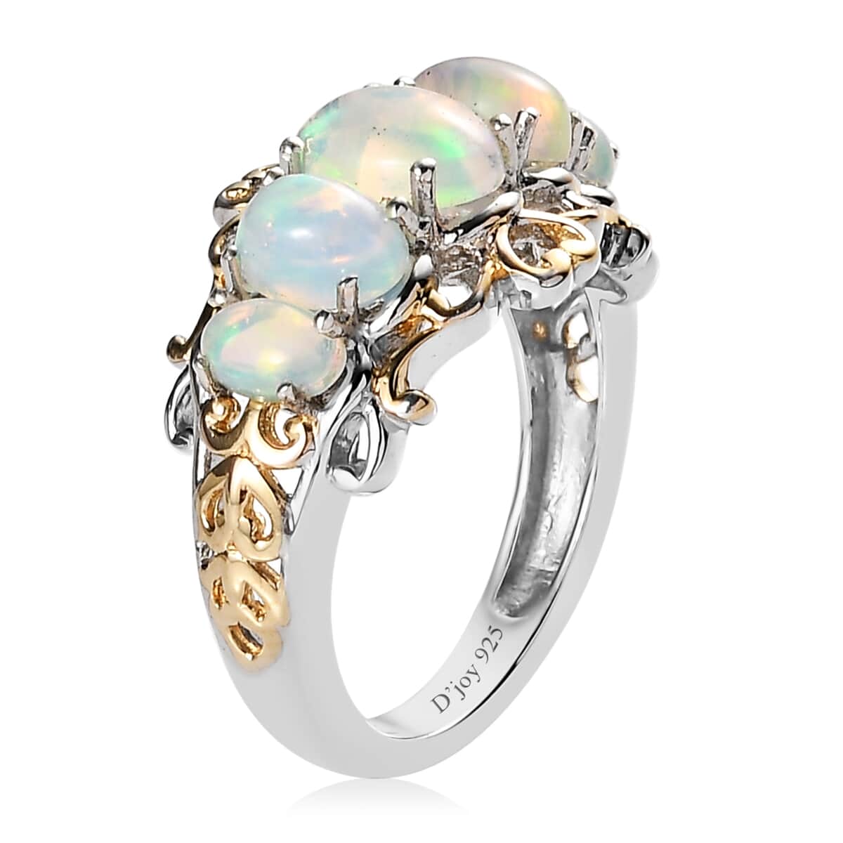 Premium Etiopian Welo Opal Ring in Vermeil Yellow Gold and Platinum Over Sterling Silver 1.50 ctw image number 3