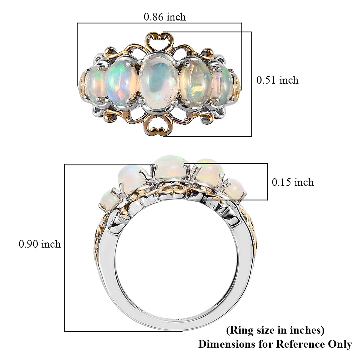 Premium Ethiopian Welo Opal Ring in Vermeil Yellow Gold and Platinum Over Sterling Silver (Size 9.0) 1.50 ctw image number 5