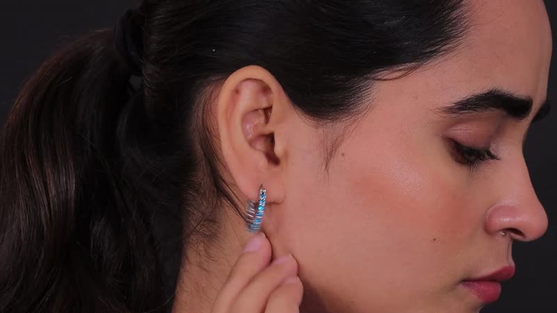 Malgache Neon Apatite Hoop Earrings in Platinum Over Sterling Silver 2.85 ctw