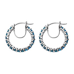 Malgache Neon Apatite Hoop Earrings in Platinum Over Sterling Silver 2.85 ctw