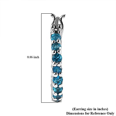 Malgache Neon Apatite Hoop Earrings in Platinum Over Sterling Silver 2.85 ctw