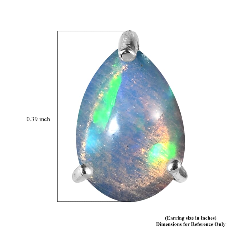 Premium Ethiopian Welo Opal Solitaire Stud Drop Earrings in Platinum Over Sterling Silver 1.75 ctw